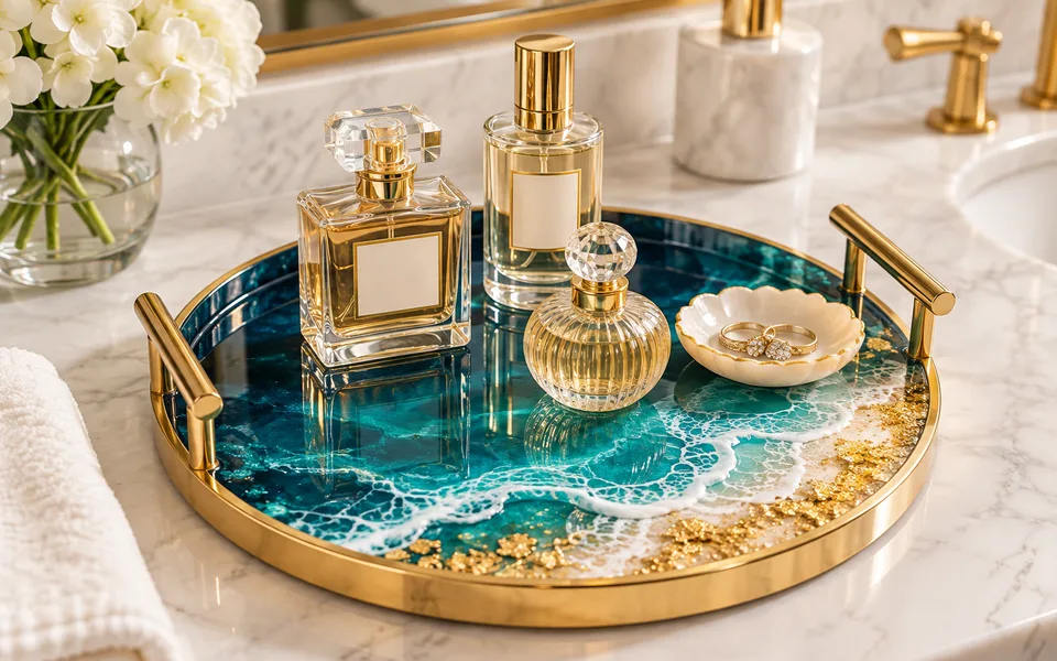 Round vanity tray